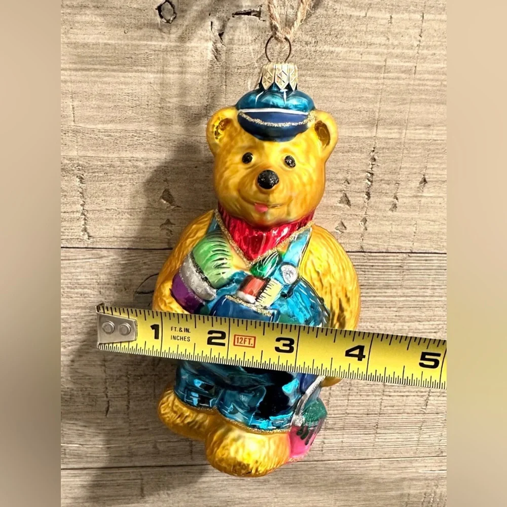 Handblown Glass Kurt Adler Polonaise Komozja Ornament - Painter Bear - Christmas